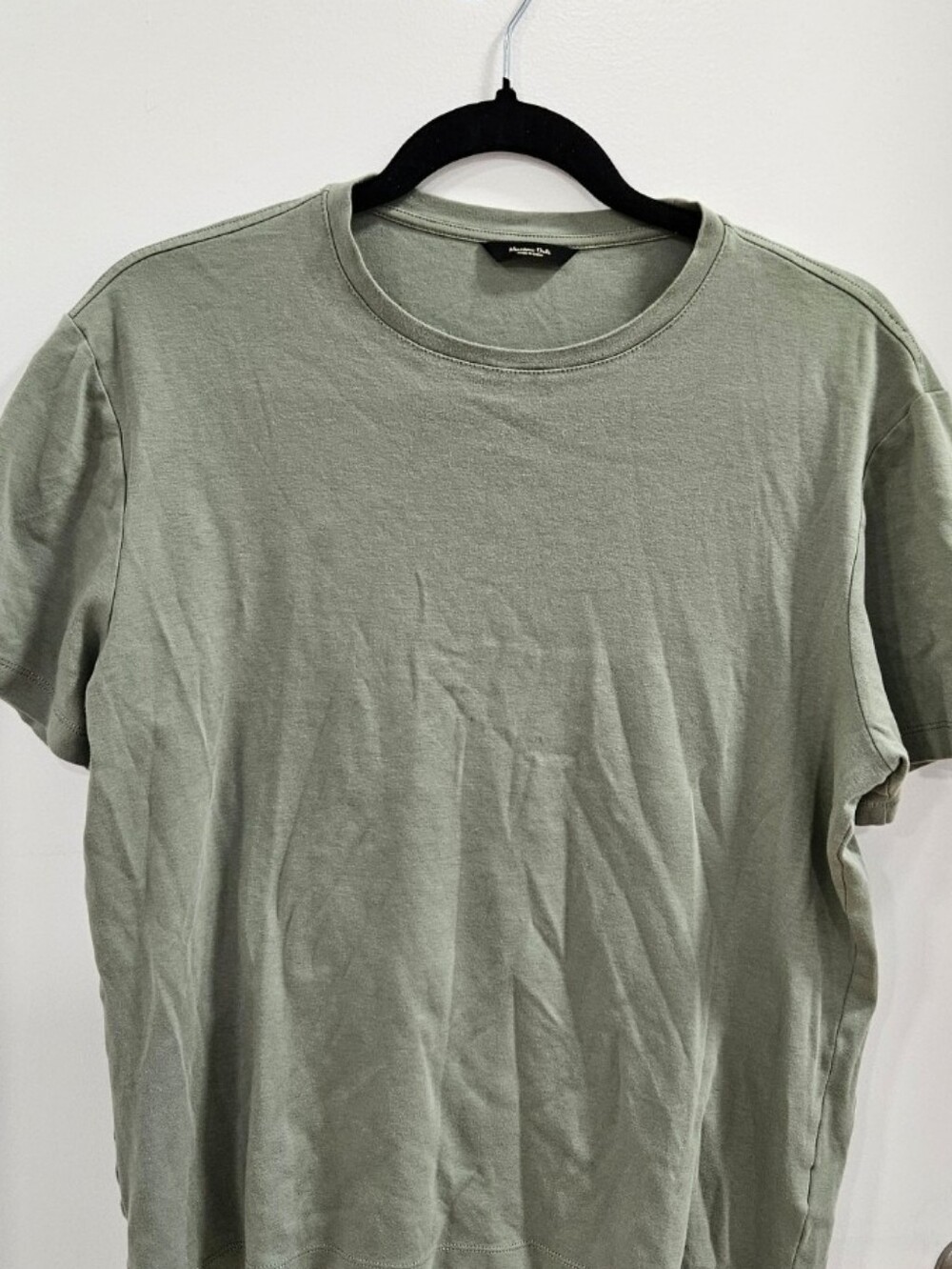 Massimo Dutti Medium Mens Classic Crew Neck T-Shirt - Sage Green
